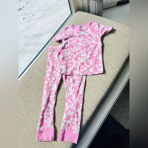 Members Mark 3T Girls Pink Floral Kids Pajamas EUC